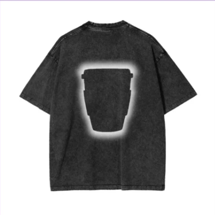 Charcoal oversized snow wash t-shirt laid flat