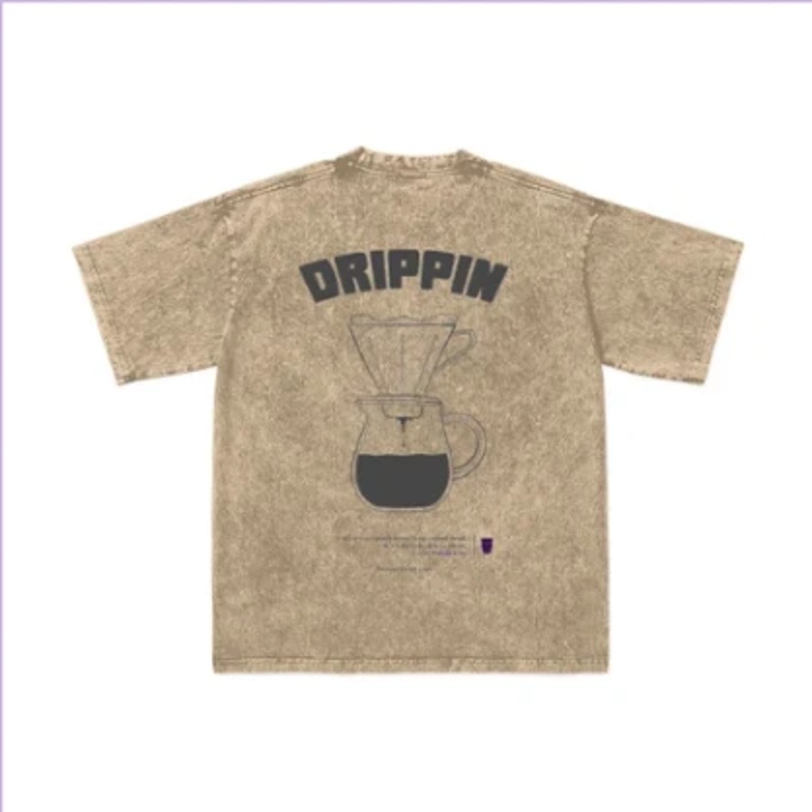 Sand beige oversized snow wash t-shirt laid flat