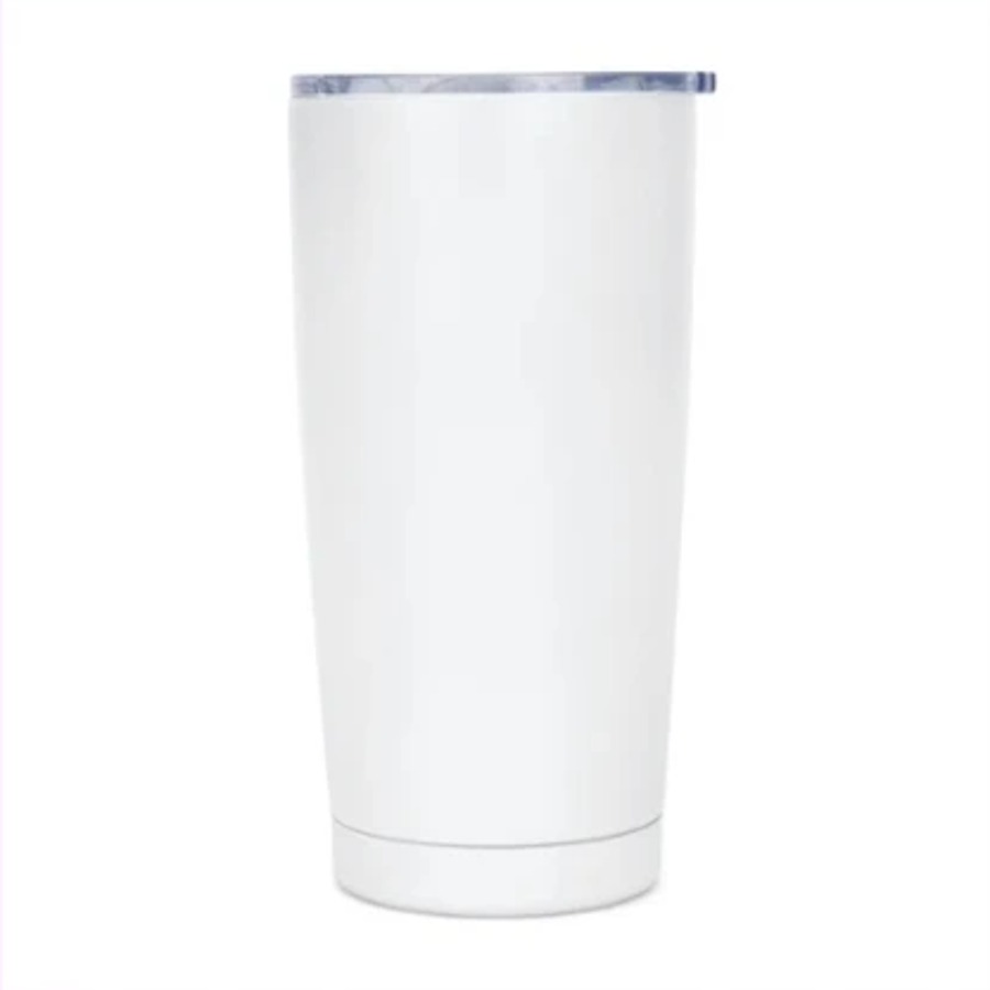 White insulated tumbler with straw